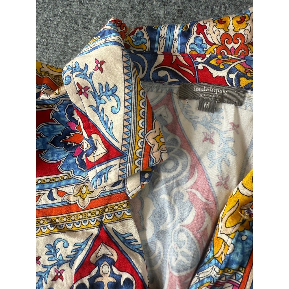 Haute Hippie Style Top & Pants Set Patchwork Print Colorful Medium - Picture 9 of 16